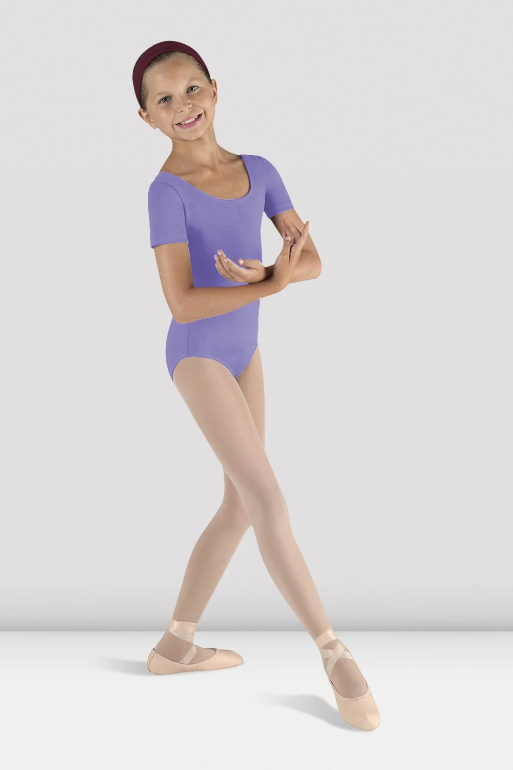Girls Short Sleeve Round Neck Leotard