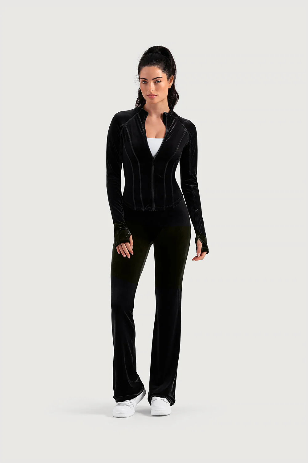 Ladies Apex Velvet Flared Legging - Image 2