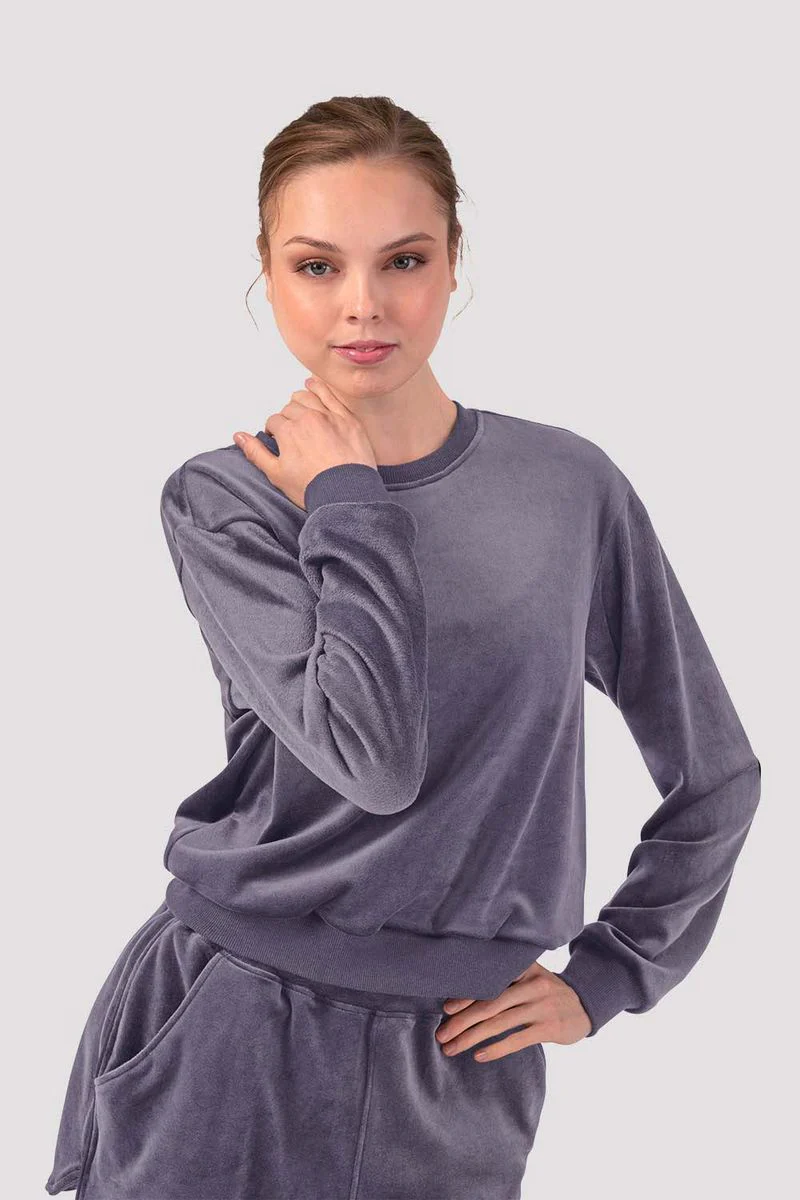 Ladies Caroline Velvet Crew Neck Jumper - Image 3