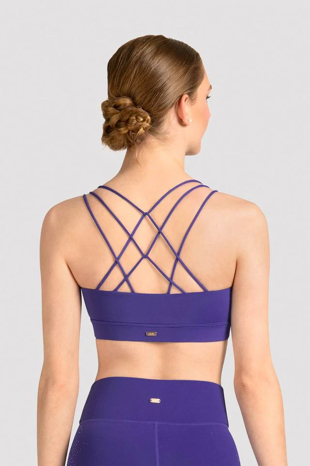 Ladies Mirella Celeste Cross Back Printed Crop Top - Image 3