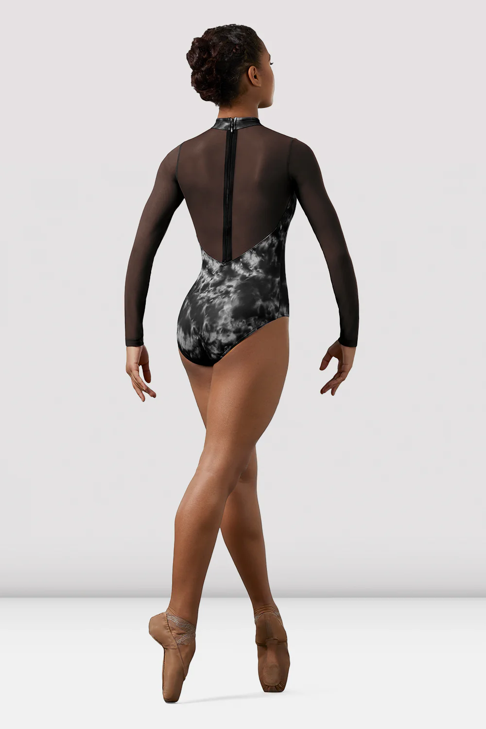 Ladies Mirella Watercolor Mesh Long Sleeve Leotard - Image 2